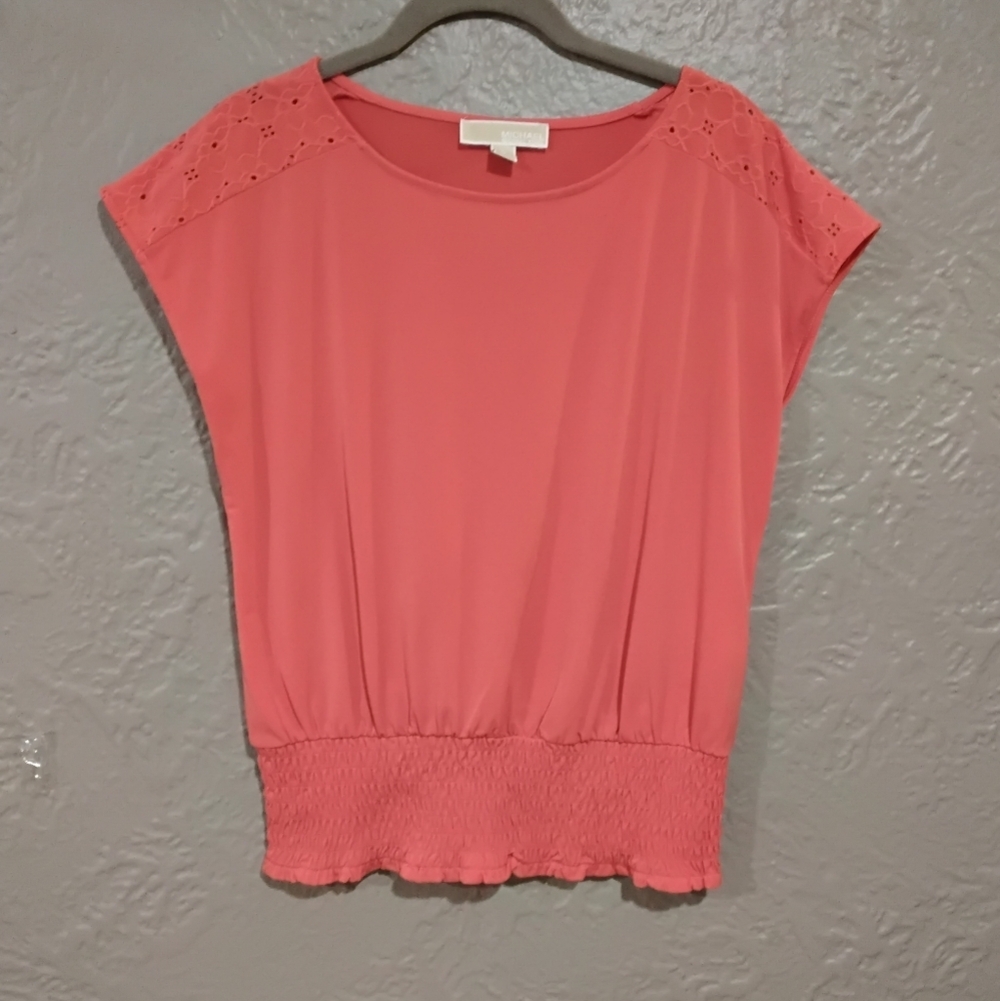 Michael Kors Women's Orange Top with Lace Detail
